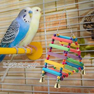 Parrot Swing Toys, Triangle Climbing Ladders Hanging Bell Toy Colorful Wood Beads Bird Perch for Parakeet Cockatiel Macaw African Grey Cockatoo Lovebird Finch