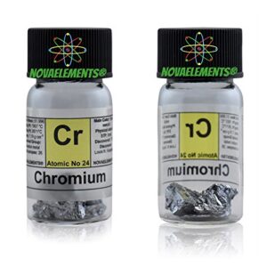 chromium metal element 24 cr sample 5 grams 99.8% pure shiny pieces in labeled glass vial