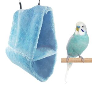 Wontee Bird Parrot Plush Hammock Dual Layer Nest Shed Bird Snuggle Cave Happy Hut for Parrot Macaw Budgies Eclectus Parakeet Cockatiels Cockatoo Lovebird (S, Blue)