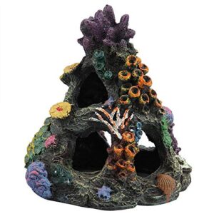 pinvnby coral aquarium decoration fish tank resin rock mountain cave ornaments betta fish house for betta sleep rest hide play breed