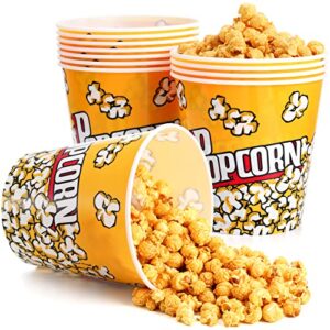 tebery 12 pack plastic popcorn containers reusable popcorn bucket tub for movie night - 7 x 7 inches
