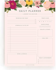 bliss collections daily planner, blush floral, calendar, organizer, scheduler, productivity tracker, meal prep, organize tasks, goals, notes, to-do lists, 8.5"x11" undated tear-off sheets (50 sheets)
