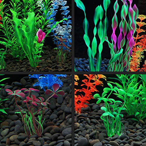 MyLifeUNIT Artificial Fish Tank Plants, 10 Pack Plastic Aquarium Plants Decorations