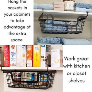 BirdRock Home Wire Basket for Storage - Set of 2 Baskets - Stackable - Hanging – Wall Shelf - Fruit Vegetable Organization – Pantry Cabinet - Metal Bin for Kitchen Counter – Bathroom Storage