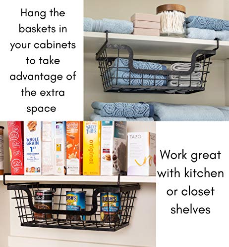 BirdRock Home Wire Basket for Storage - Set of 2 Baskets - Stackable - Hanging – Wall Shelf - Fruit Vegetable Organization – Pantry Cabinet - Metal Bin for Kitchen Counter – Bathroom Storage