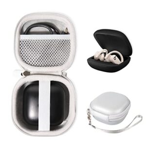 wgear customized travel case for beats powerbeats pro - totally wireless earphones, mesh cable pocket, elastic secure strap, elite wrist strap (smoke white)