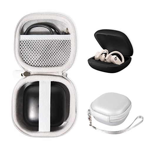 WGear Customized Travel Case for Beats Powerbeats Pro - Totally Wireless Earphones, Mesh Cable Pocket, Elastic Secure Strap, Elite Wrist Strap (Smoke White)