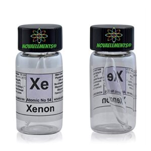 xenon element 54 xe, 99.9% pure sample in mini ampoule and labeled glass ampoule