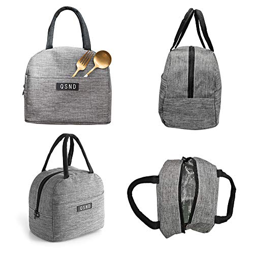 HIPRETTYUS 2PCS insulated Tote Lunch Bags, Freezable School kids lunch bag, Leakproof Lunch Box For Work, Women, Men, Teens, boys, girls (Gray, Green)