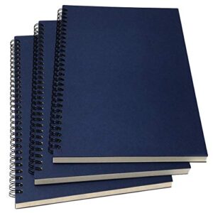 yuree b5 spiral notebook lined, spiral ruled journal with hard kraft cover, 70 sheets (140 pages), 10.3" x 7.2", 3-pack, blue