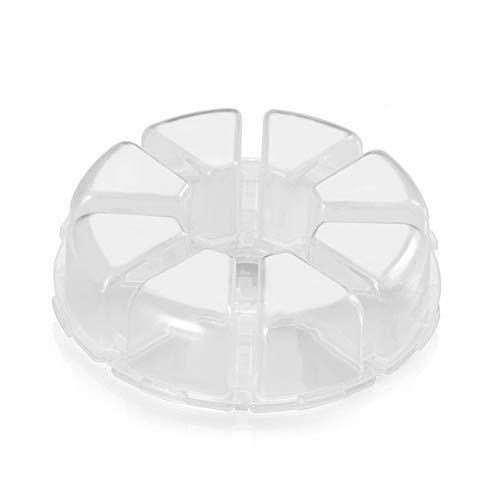 AKOAK 1 Pack Round 8-Compartment Storage Box, Easy to Carry, for Storing Earrings, Rings, Beads, Rhinestones, Pills and More (White)