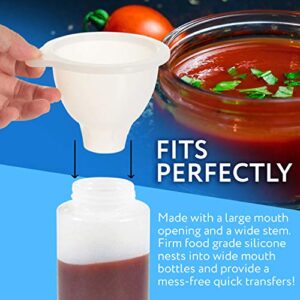 2 Pack Funnel for Squeeze Bottles - Wide Funnel Opening for Squeeze Bottles Like FIFO- for Ice, Dressing, Batter, Thick Sauces, Paint etc Flexible Silicone – No BPA 3.25” Top Diameter 1.25”