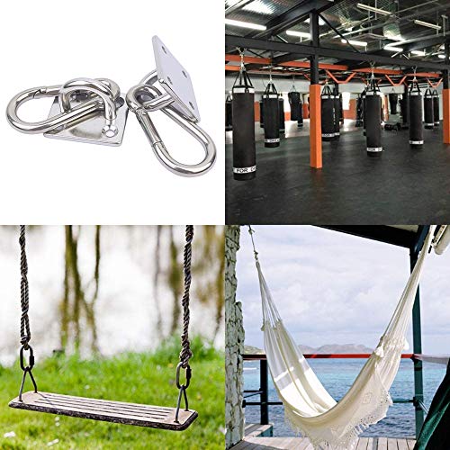 2 Set Heavy Duty Hanger Hook Hammock Wall Mount, Suspension Ceiling Hooks Outdoor Swing Mounting Hook Exercise Hook Stainless Steel Swivel Carabiner Yoga Ceiling Mount Swing Hook