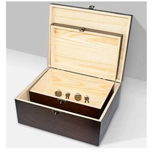 Wood Keepsake Boxes with Lock and Keys Handcrafted Decorative Wooden Storage Case Cabinet Container Hinged Lid Country Rustic Style Organizer for Trinkets Gift Card Collection Coffee Color 2 Pack