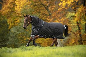 horseware ireland amigo bravo 12 plus medium weight waterproof breathable horse turnout blanket, 250g, black/strong blue/black, 72