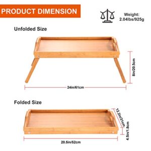 Moclever Breakfast Tray Table with Folding legs - Serving tray bamboo - dinner trays, tea tray, bar tray, bed trays for eating or any food tray - good for parties, Reading, Laptop, Working or bed tray