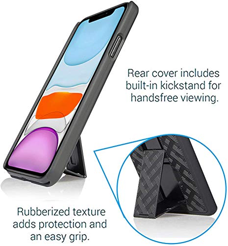 Aduro Combo Case & Holster for iPhone 11, Slim Shell & Swivel Belt Clip Holster, with Built-in Kickstand for Apple iPhone