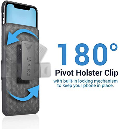 Aduro Combo Case & Holster for iPhone 11, Slim Shell & Swivel Belt Clip Holster, with Built-in Kickstand for Apple iPhone