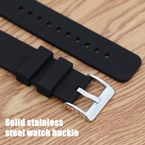 Wellfit Watch Strap, 22mm Silicone Watch Band, 22mm Watch Band Quick Release, 22mm Rubber Watch Bands (22mm, Black)