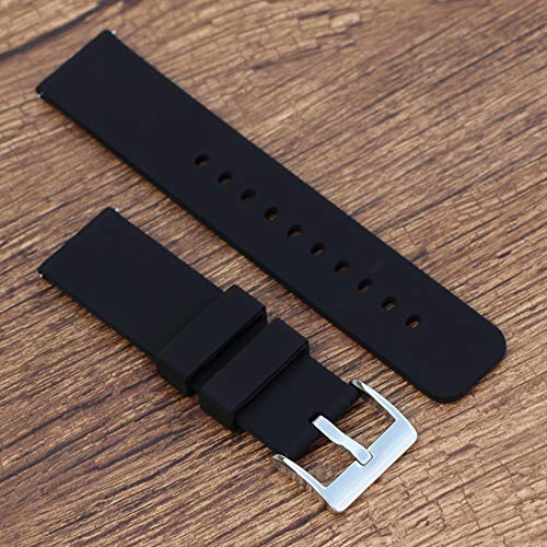 Wellfit Watch Strap, 22mm Silicone Watch Band, 22mm Watch Band Quick Release, 22mm Rubber Watch Bands (22mm, Black)