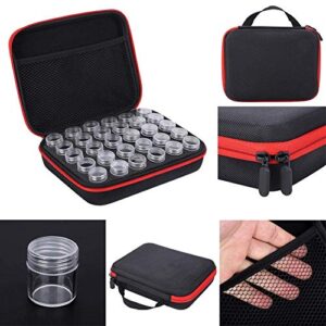 30 Slots Diamond Painting Storage Case, DIY Art Craft Bead Storage Container with Zipper Carry Bag, Diamond Embroidery Painting Accessories Shock Jars for Jewelry Beads Charms Glitter Rhinestones, Red