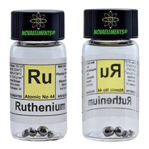 ruthenium metallic element 44 ru, pure sample 0.5 grams 99.99% in glass vial with label