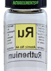 Ruthenium Metallic Element 44 Ru, Pure Sample 0.5 Grams 99.99% in Glass Vial with Label