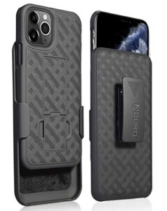 aduro combo case & holster for iphone 11 pro max, slim shell & swivel belt clip holster, with built-in kickstand for apple iphone
