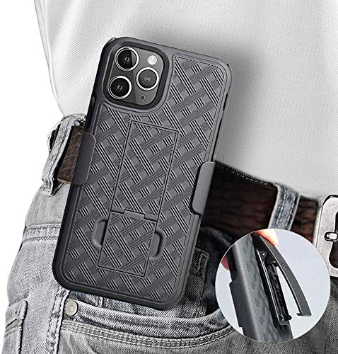 Aduro Combo Case & Holster for iPhone 11 Pro Max, Slim Shell & Swivel Belt Clip Holster, with Built-in Kickstand for Apple iPhone