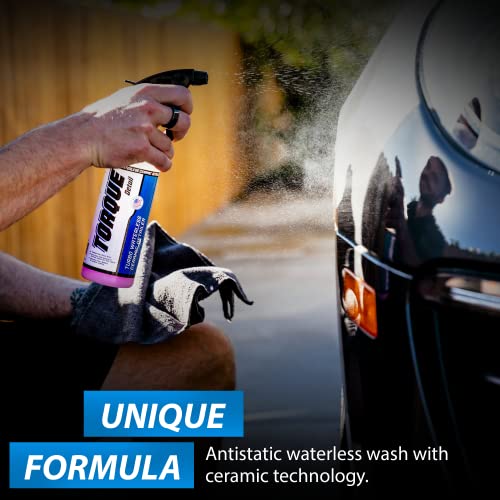 Torque Detail Ceramic Waterless Wash & Quick Detailer - Anti-Static Waterless Car Wash & Quick Detailer - Super High Gloss Formula, Enhances Shine of Top Coat Wax or Ceramic Coating (16 fl. oz)