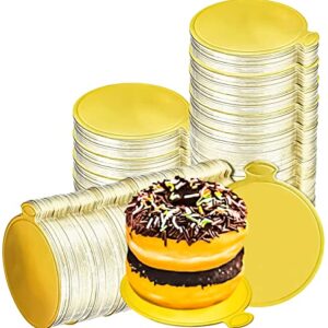 MotBach 200 Pcs Round Golden Cardboard, 3.5 Inch Round Mini Cake Boards, Mousse Cake Base, Cake Paper Board, Circle Patries Cardboard, Cupcake Base Display, Dessert Board