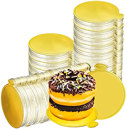 MotBach 200 Pcs Round Golden Cardboard, 3.5 Inch Round Mini Cake Boards, Mousse Cake Base, Cake Paper Board, Circle Patries Cardboard, Cupcake Base Display, Dessert Board