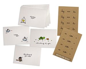 sugartown greetings animals thinking of you collection pack set - 24 note cards with envelopes & kraft sticker seals
