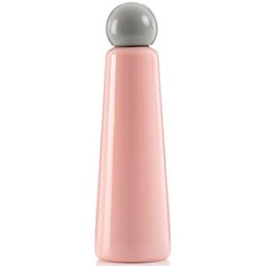 insulated water bottle 25 oz - stainless steel aluminum metal water bottle, cold for 24+ hours, hot for 12. pink and light grey by lund london