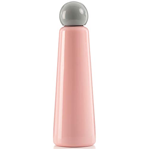 Insulated Water Bottle 25 Oz - Stainless Steel Aluminum metal Water Bottle, Cold for 24+ Hours, Hot for 12. Pink and Light Grey by Lund London