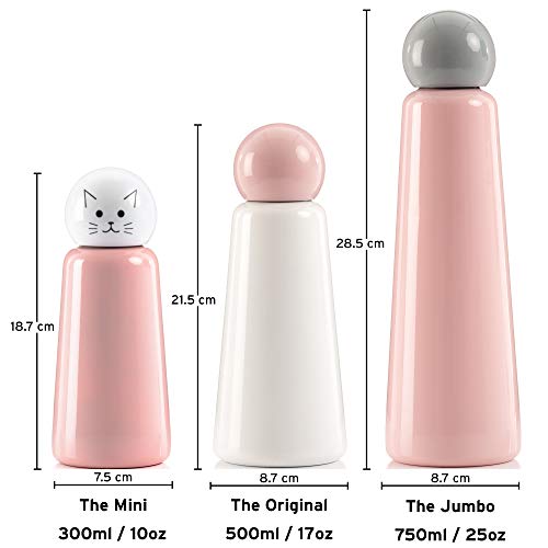 Insulated Water Bottle 25 Oz - Stainless Steel Aluminum metal Water Bottle, Cold for 24+ Hours, Hot for 12. Pink and Light Grey by Lund London