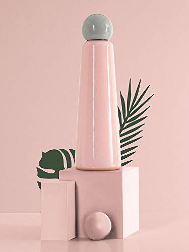 Insulated Water Bottle 25 Oz - Stainless Steel Aluminum metal Water Bottle, Cold for 24+ Hours, Hot for 12. Pink and Light Grey by Lund London