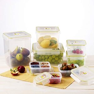 Komax Biokips Foodsaver Set, Square Lunch Box Containers with 4 Removable Compartments of 700ml (23.6 oz), Pack of 5