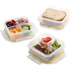 Komax Biokips Foodsaver Set, Square Lunch Box Containers with 4 Removable Compartments of 700ml (23.6 oz), Pack of 5