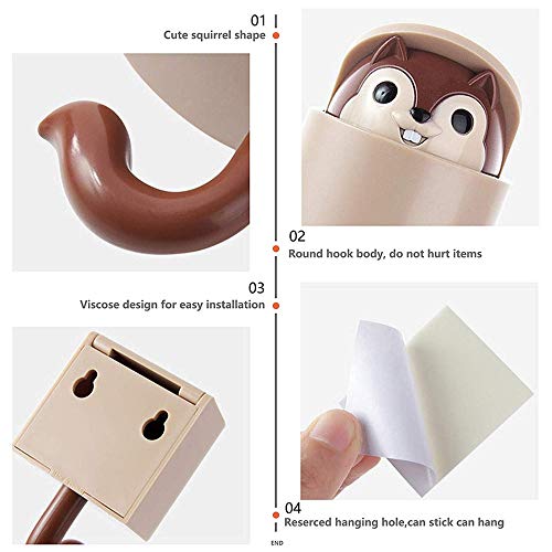 ISKYBOB Set of 2 Peek-A-Boo Squirrel Wall Hooks Cute Peeping Animal Coat Hanger Wall Decorative Utility Rack for Key, Hat