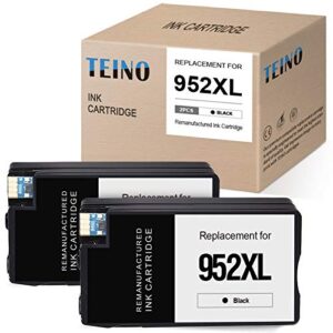 teino remanufactured ink cartridges replacement for hp 952 952xl 952 xl use with hp officejet pro 8710 8720 7740 8702 8715 8740 8730 7720 8200 8210 8216 8725 8700 8716 8728 8718 8714 (black, 2-pack)