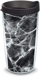 tervis black marble made in usa double walled insulated tumbler travel cup keeps drinks cold & hot, 16oz, classic