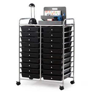 giantex 20 drawer rolling storage cart tools scrapbook paper office school organizer (25 x 15 x 35 inch, black)