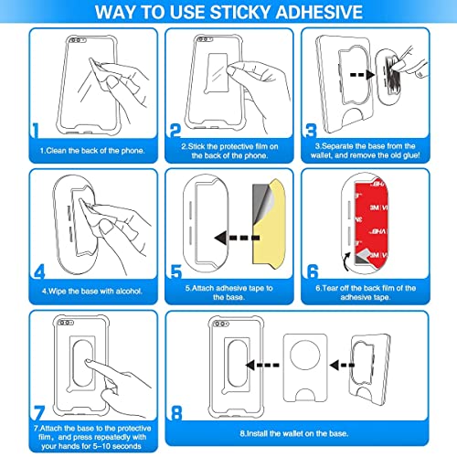 Sticky Adhesive Replacement for Pops Wallet Base, 3M VHB Sticker Tapes for Socket Wallet+ Plastic Case Back, Wallet Plus Double Sided High Bond Piece Strip Pads for Any Cell Phone iPhone Samsung etc