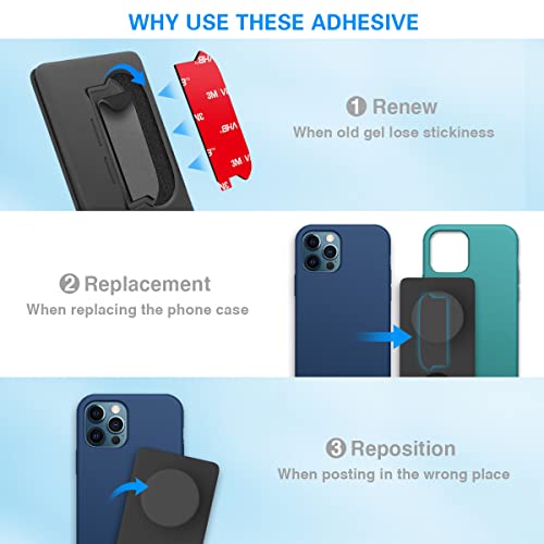 Sticky Adhesive Replacement for Pops Wallet Base, 3M VHB Sticker Tapes for Socket Wallet+ Plastic Case Back, Wallet Plus Double Sided High Bond Piece Strip Pads for Any Cell Phone iPhone Samsung etc