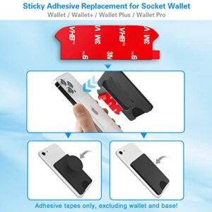 Sticky Adhesive Replacement for Pops Wallet Base, 3M VHB Sticker Tapes for Socket Wallet+ Plastic Case Back, Wallet Plus Double Sided High Bond Piece Strip Pads for Any Cell Phone iPhone Samsung etc