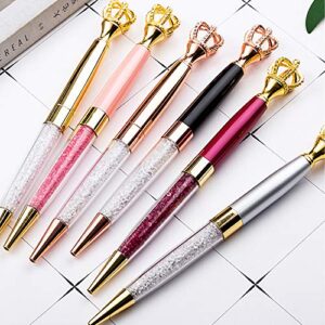 12 Fancy Crystal Crown Ballpoint Pens,Fun Nice Cool Jewel Bulk Set for Women Girls Wedding Top School Desk Office Supplies (A)