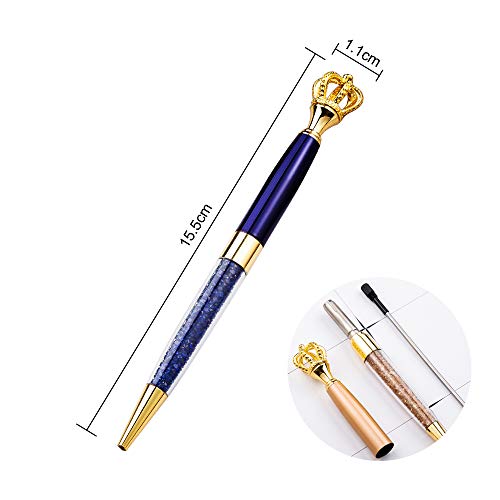 12 Fancy Crystal Crown Ballpoint Pens,Fun Nice Cool Jewel Bulk Set for Women Girls Wedding Top School Desk Office Supplies (A)