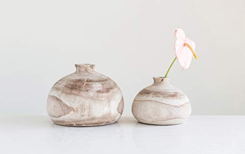 Creative Co-Op Small Paulownia Wood Vase (Each one Will Vary) Decorative Accents, Natural