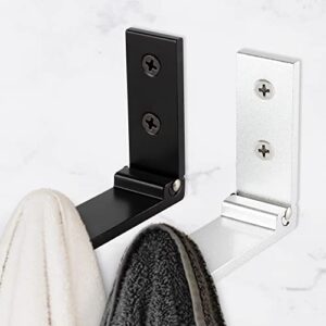 VinBee 6pcs 3 inch Aluminium Alloy Folding Clothes Hook, Coat Rack Single Hook for Bathroom Kitchen Living Room (Silver)